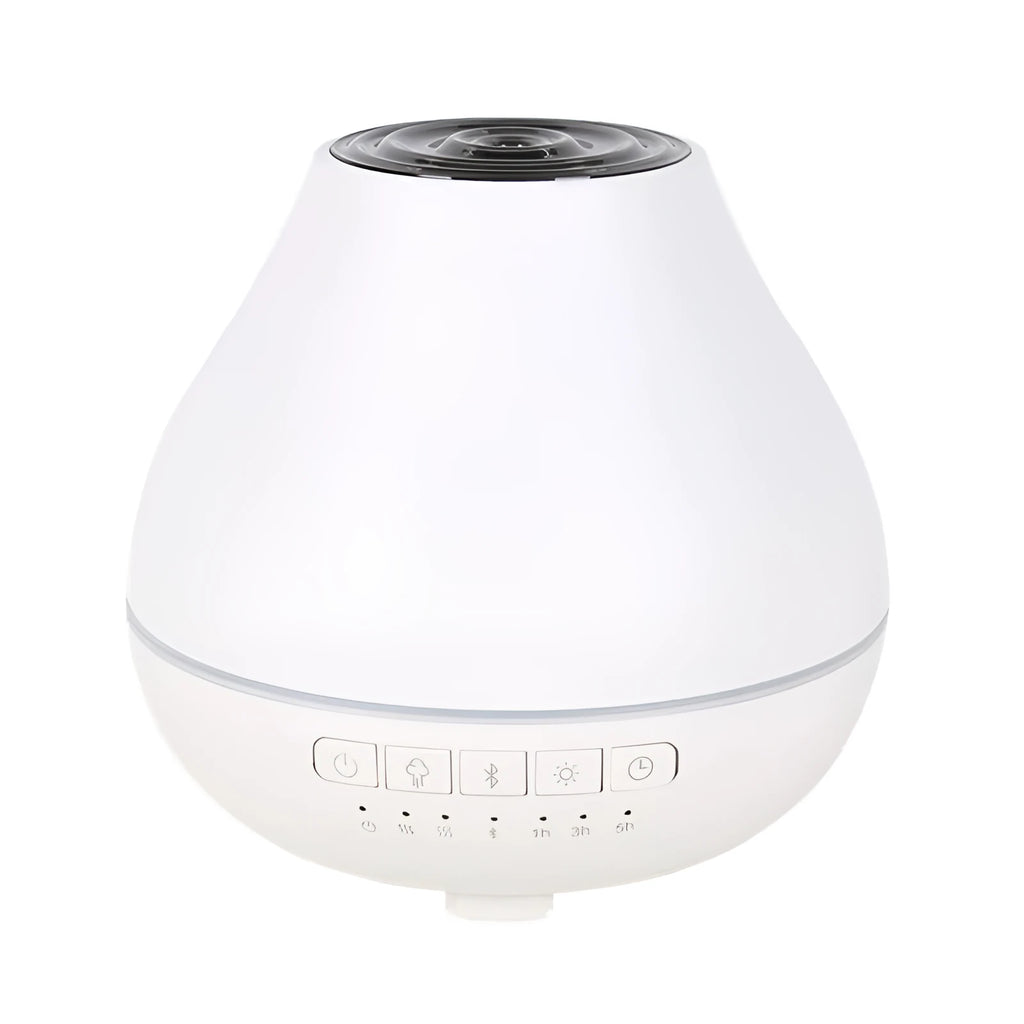 White round Bluetooth humidifier aroma diffuser with night light and speaker