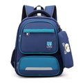 Korean style lightweight primary school backpack in blue made from Oxford cloth with zipper closure