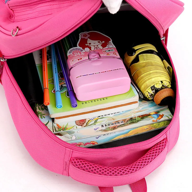 Korean style lightweight primary school backpack in blue made from Oxford cloth with zipper closure