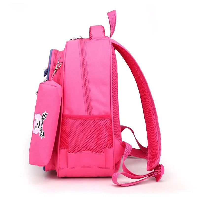 Korean style lightweight primary school backpack in blue made from Oxford cloth with zipper closure