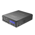 Black notebook power bank 41600mAh 220V with WiFi and UK plug on white background