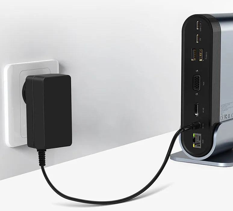 Deep space grey 16-in-1 Type-C docking station with multiple interfaces and external power supply