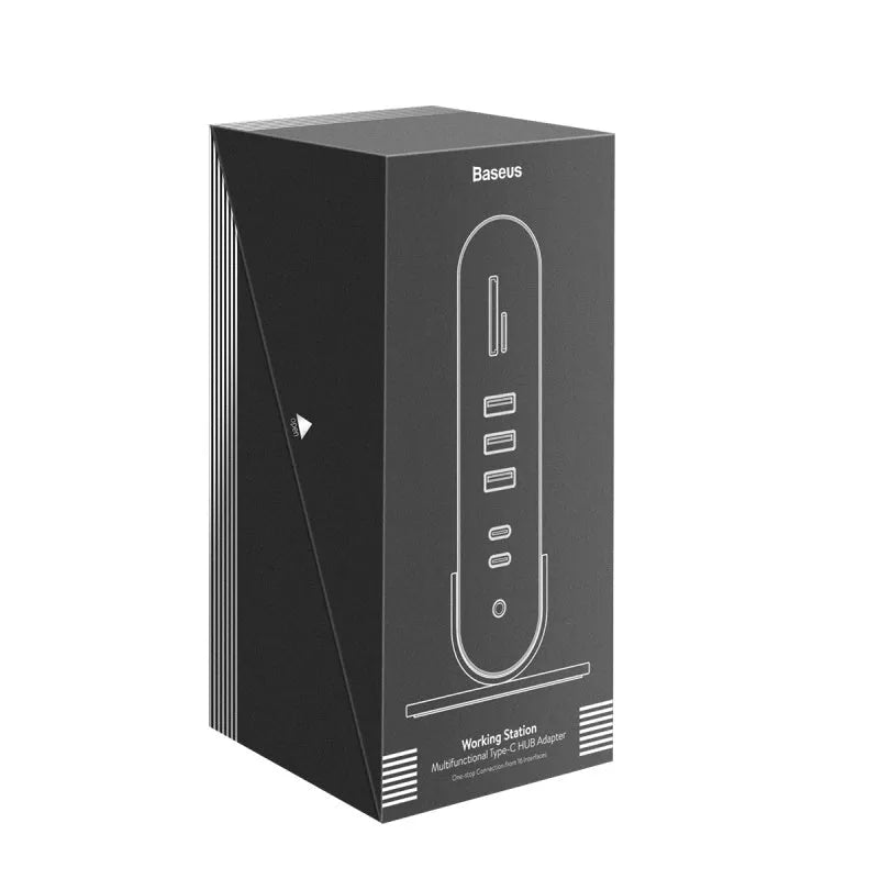 Deep space grey 16-in-1 Type-C docking station with multiple interfaces and external power supply