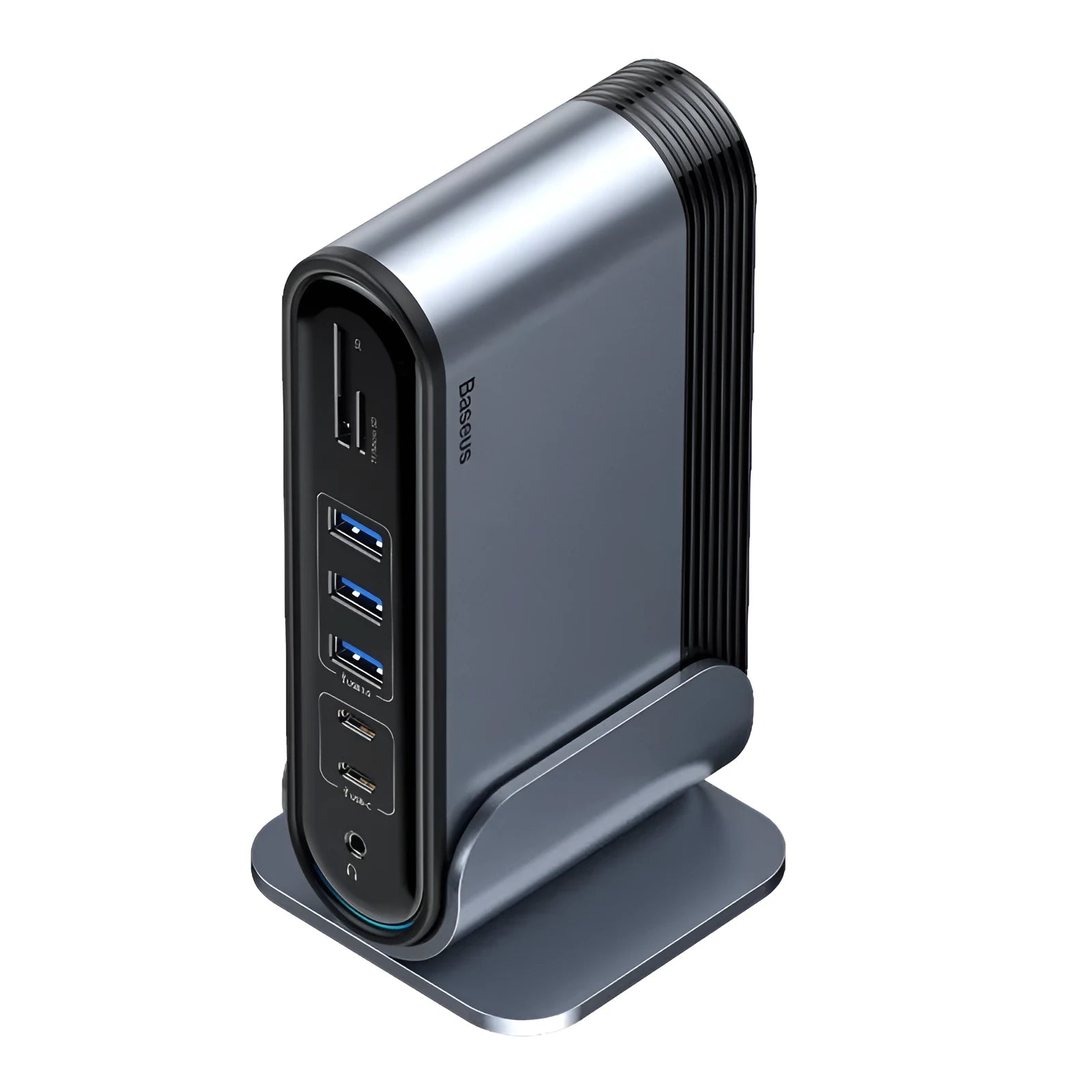 Deep space grey 16-in-1 Type-C docking station with multiple interfaces and external power supply