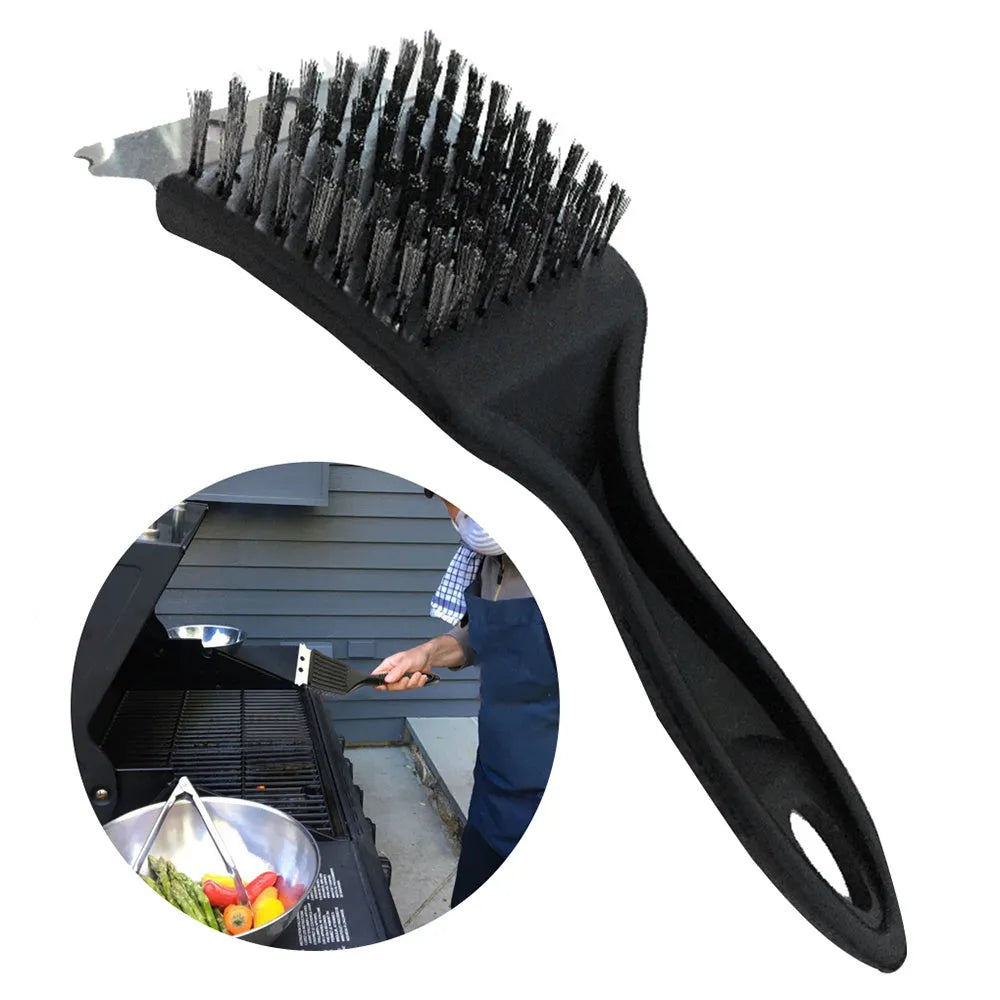 Wire bristles cleaning brush for BBQ grill with PP handle and hanging hole