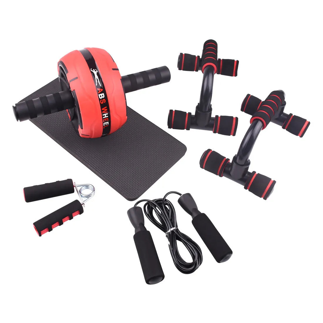 Resistance bands and push-up bar abdominal power set in chosen colour, showing portable fitness equipment.
