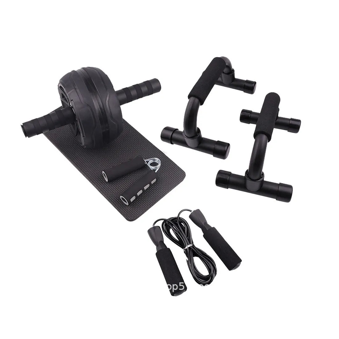 Resistance bands and push-up bar abdominal power set in chosen colour, showing portable fitness equipment.
