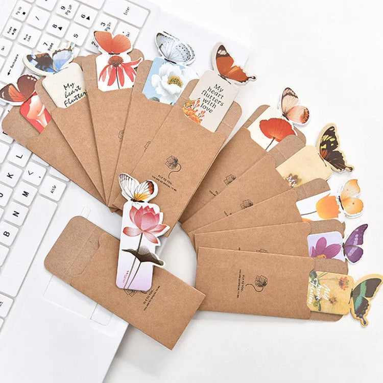Colourful butterfly design paper bookmark with Japanese and South Korean cute stationery style.