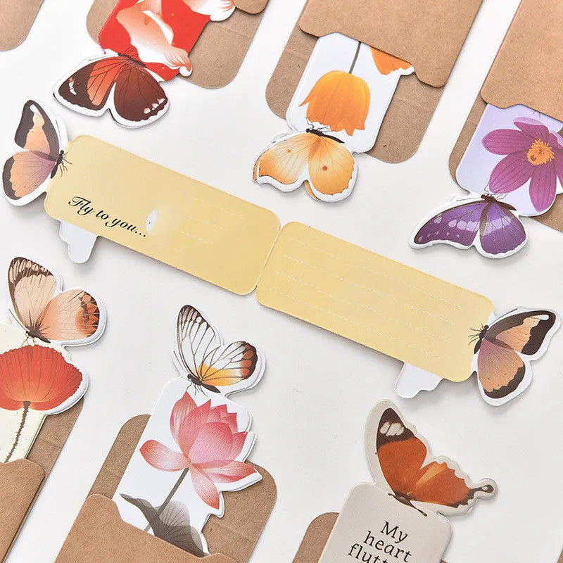Colourful butterfly design paper bookmark with Japanese and South Korean cute stationery style.