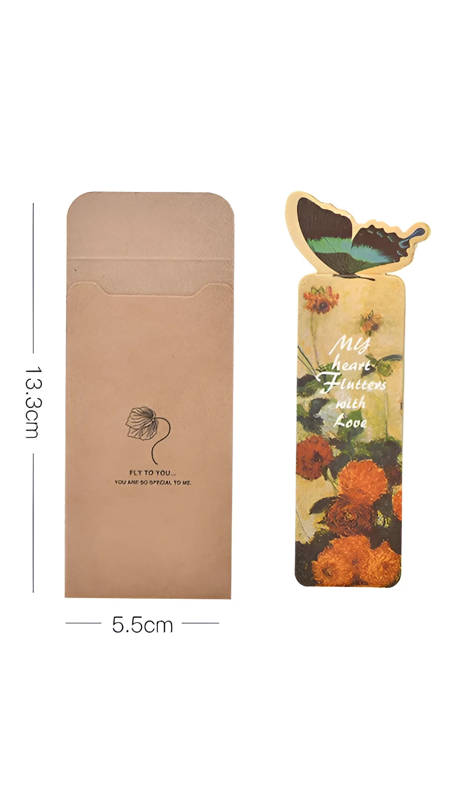 Colourful butterfly design paper bookmark with Japanese and South Korean cute stationery style.