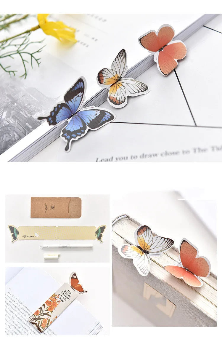 Colourful butterfly design paper bookmark with Japanese and South Korean cute stationery style.