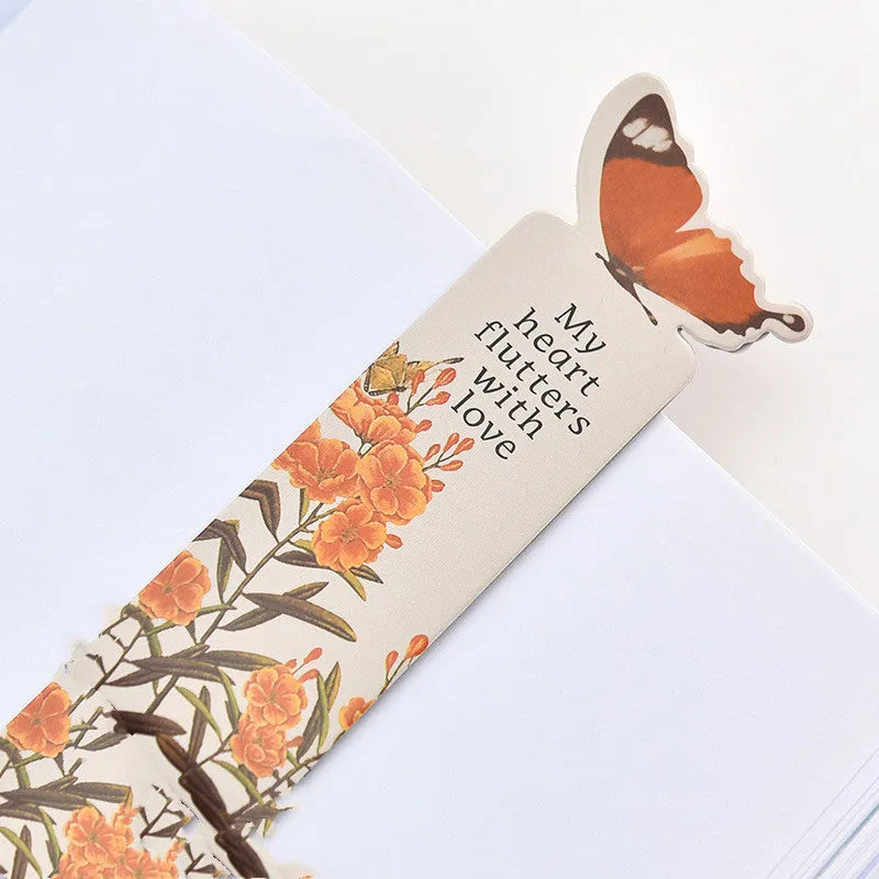 Colourful butterfly design paper bookmark with Japanese and South Korean cute stationery style.