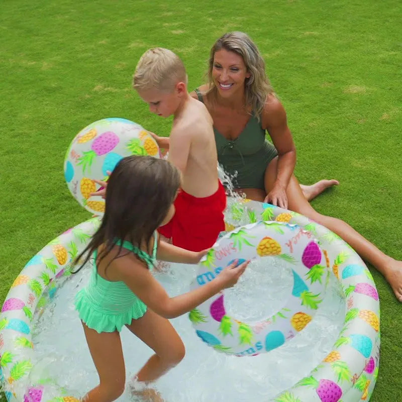 Inflatable round PVC ocean ball pool toy set for children aged 3-6 with swimming ring and balls 132cm