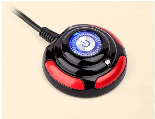 Jinhetian computer desktop switch with on/off button, reset button and indicator light, black and red, 1.6m cable
