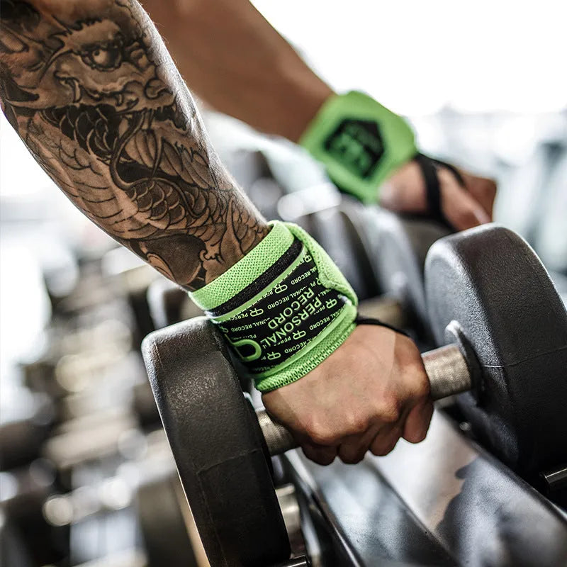 Non-woven fabric wristband for weightlifting bench press support, 45cm length, black colour