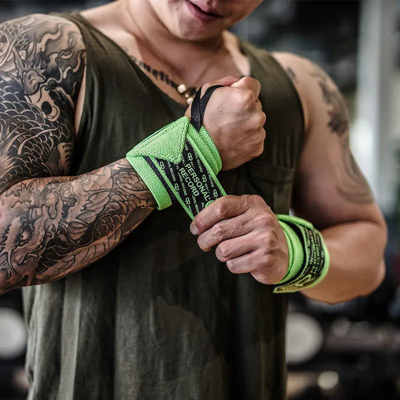 Non-woven fabric wristband for weightlifting bench press support, 45cm length, black colour
