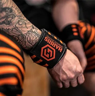 Non-woven fabric wristband for weightlifting bench press support, 45cm length, black colour