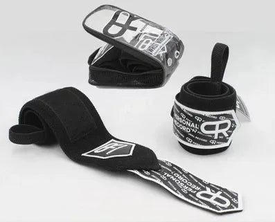 Non-woven fabric wristband for weightlifting bench press support, 45cm length, black colour