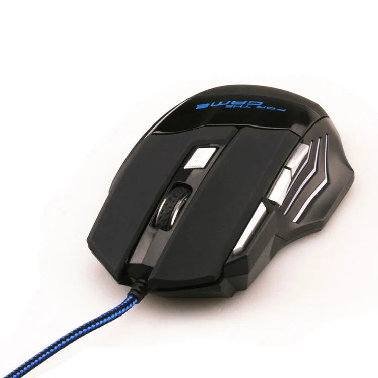Betas wired optical gaming mouse with 7 buttons, USB cable, black glowing design, 2500 DPI rat size