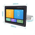 Black GM Android car sat nav with a large rotating LCD screen on a car dashboard.