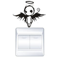 Retro gothic dark fallen angel PVC body sticker with geometric abstract pattern on white background, 10CMx13CM, black design
