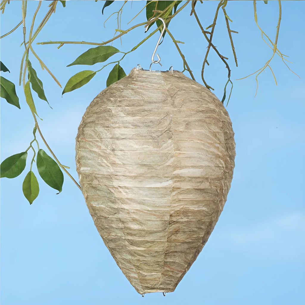 Hexagonal beehive lantern measuring 22x28cm in photo colour with honeycomb paper panels and wire frame
