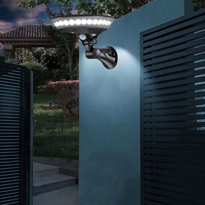 360 degree luminous solar light with ABS housing and IP65 waterproof rating for outdoor installation