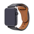 Unisex artificial leather watch strap in black with geometric pattern for 42 44mm watch heads