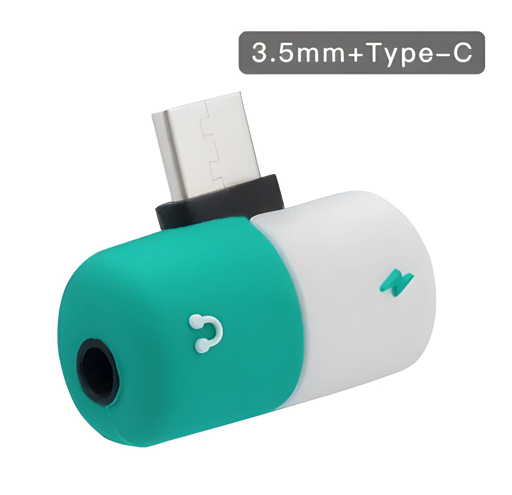 Blue 2-in-1 charging audio cover case for Huawei and Honor phones showing 3.5mm port.