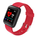 116PLUS Smart Bracelet with heart rate monitor and pedometer showing 1.3 inch colour screen and silicone strap