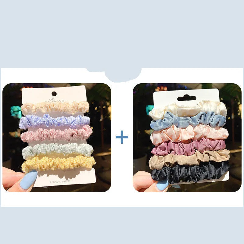 Children's hair accessories set with hair rings and head rope hairpins in autumn, dark, and macaron colour combinations