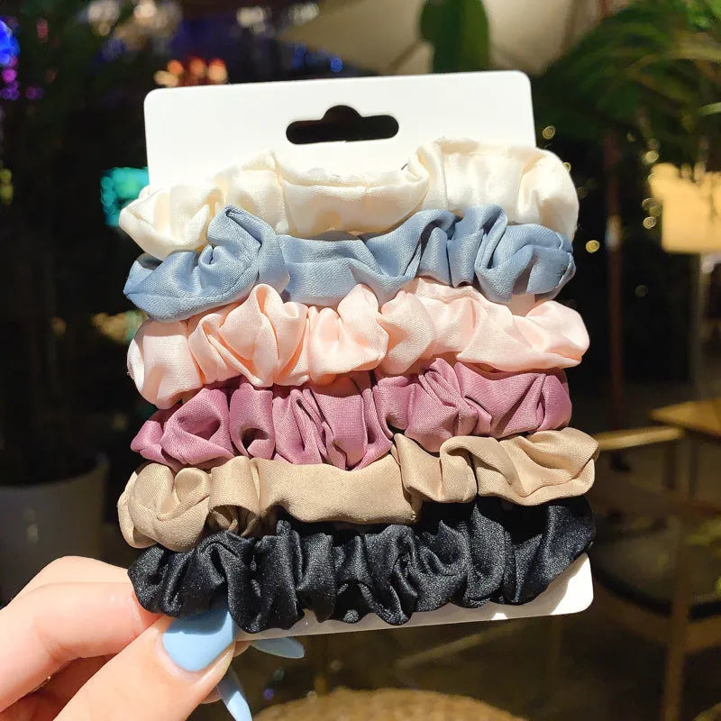Children's hair accessories set with hair rings and head rope hairpins in autumn, dark, and macaron colour combinations
