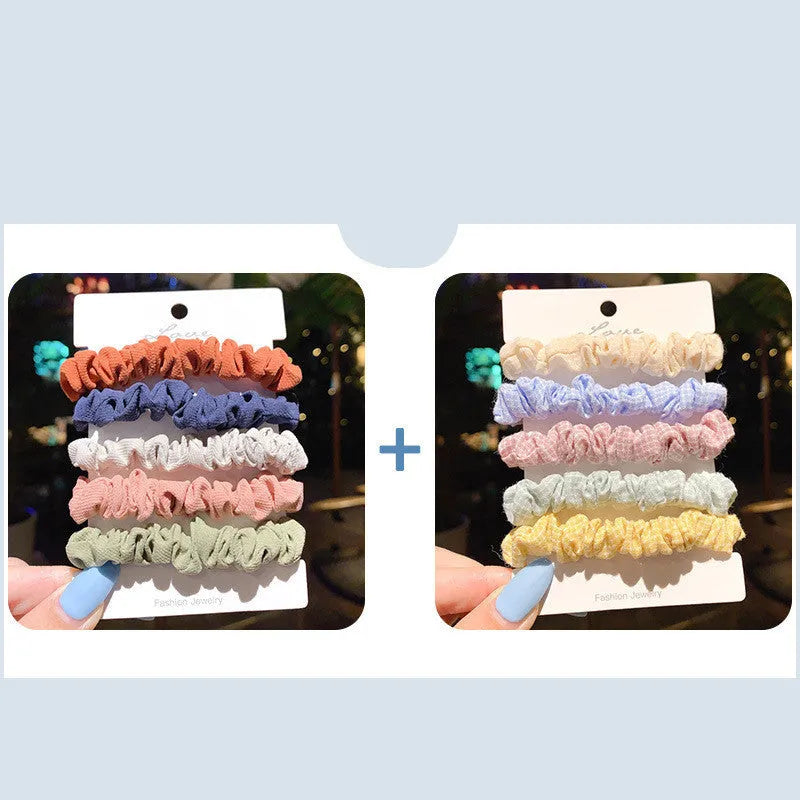 Children's hair accessories set with hair rings and head rope hairpins in autumn, dark, and macaron colour combinations