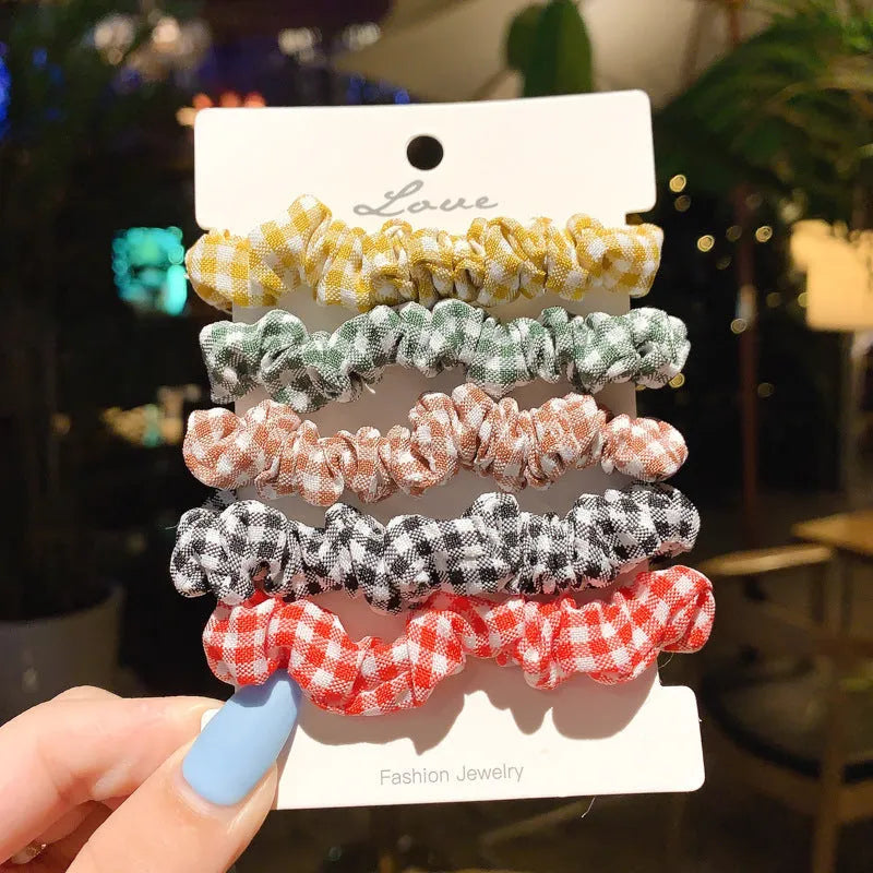 Children's hair accessories set with hair rings and head rope hairpins in autumn, dark, and macaron colour combinations