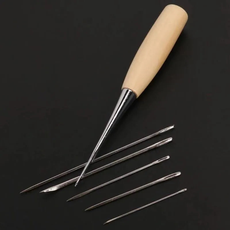 4-piece leather tool set with alloy steel tools in photo colour finish for DIY hand-stitching