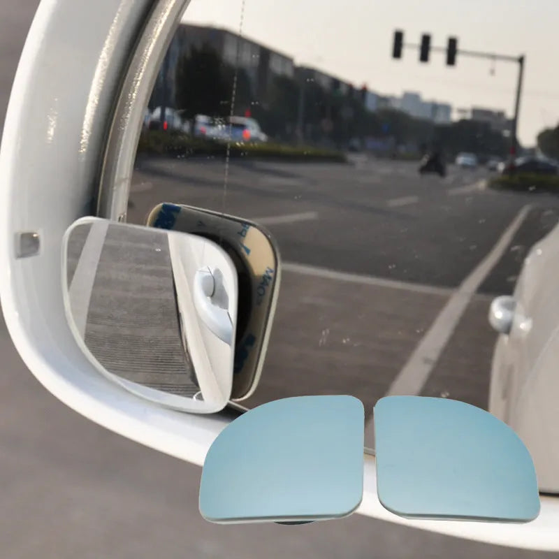 Frameless fan-shaped round blind spot mirror for car side view, model DM-074