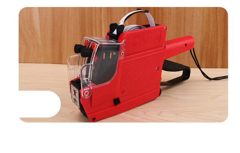 Manual price labelling machine in choice of blue, red, or yellow colour with ink roller and paper rolls