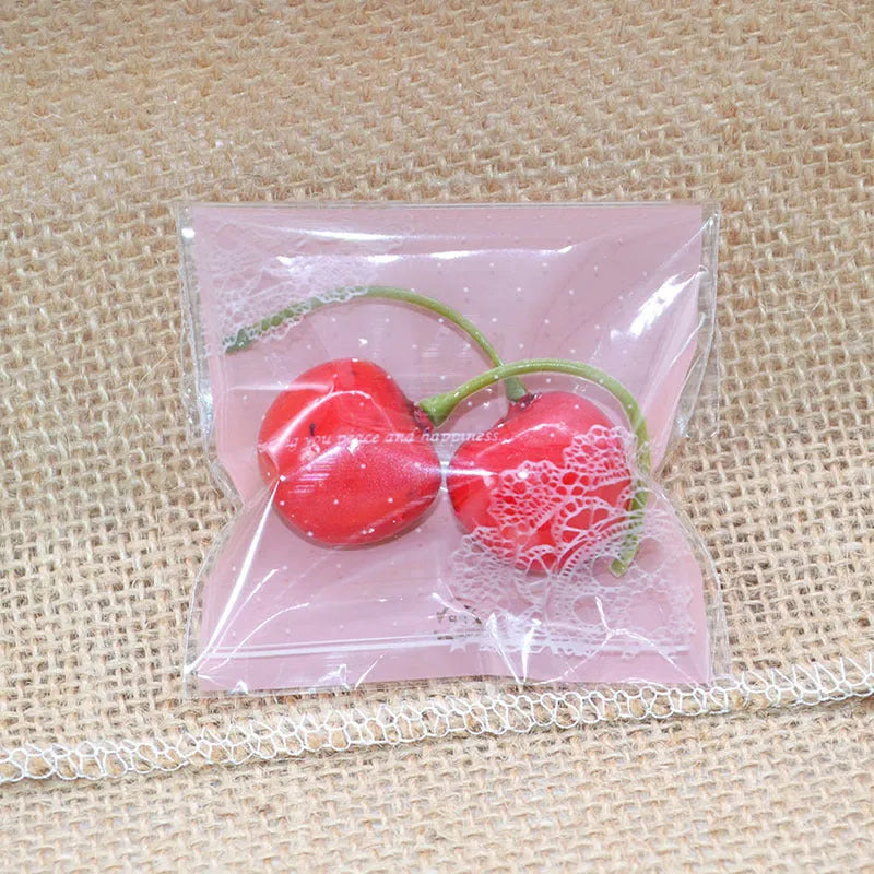 Pink self-adhesive plastic packaging bags with UV printing for handmade soap