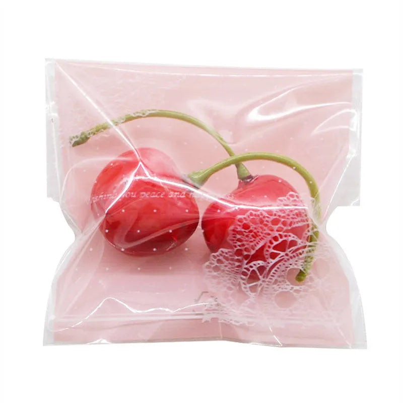 Pink self-adhesive plastic packaging bags with UV printing for handmade soap