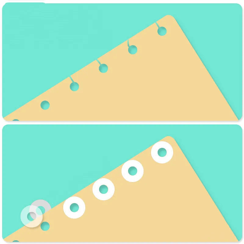 A4 manual puncher for iron ring binding in sky blue, dimensions 120x55x65mm, on a white background