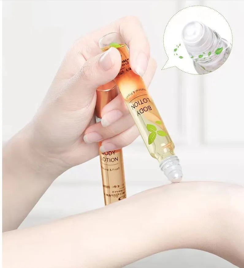 Mengxilan deodorant roll-on 12ml antiperspirant in green and pink, portable size with ball applicator