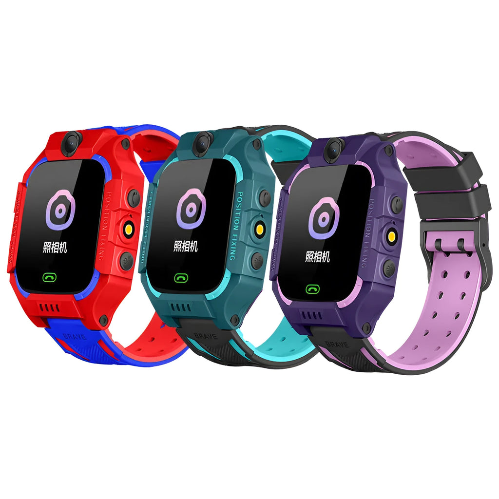 Z6 Q19 children's GPS smart watch in green, purple, or red colours with 1.44-inch touch screen