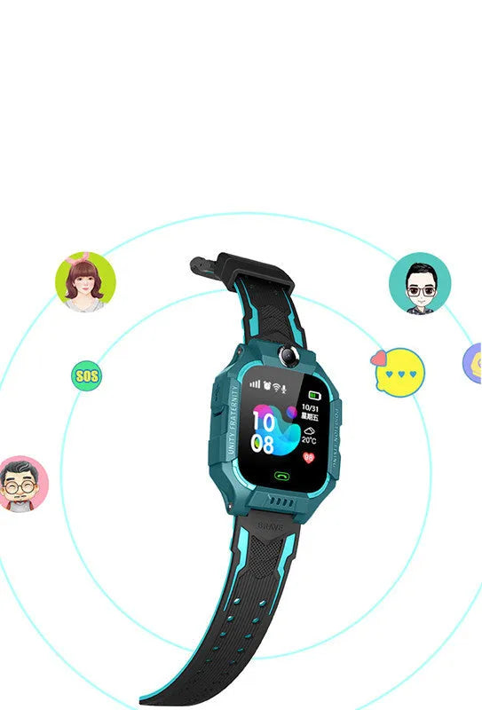 Z6 Q19 children's GPS smart watch in green, purple, or red colours with 1.44-inch touch screen