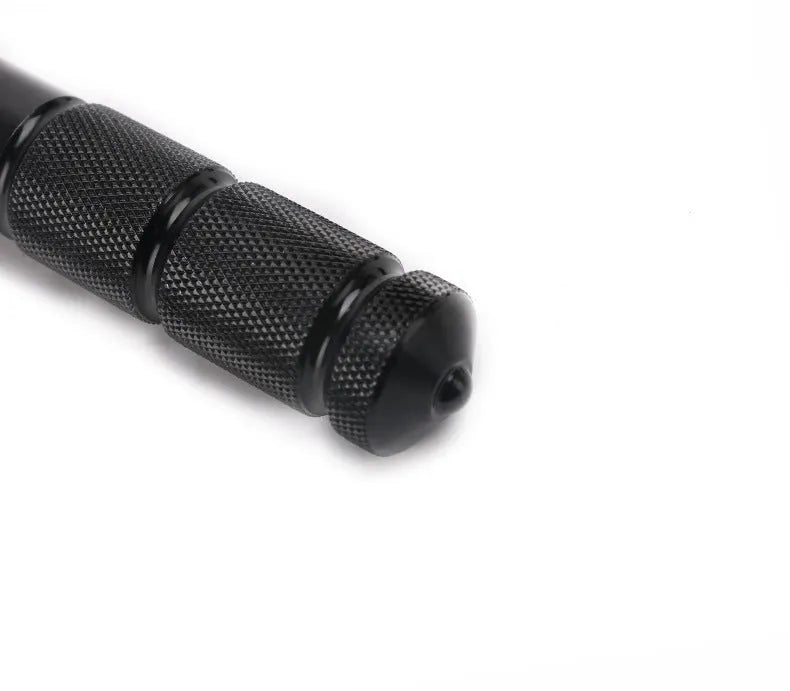Two black universal motorcycle passenger footpegs with anti-slip surface, model HC019