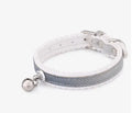 Gradient colour PU pet collar with silver bell on a white background, free size for cats and small dogs