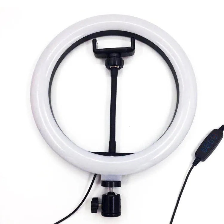 White metal desktop bracket fill light 10 inch 26 cm ring light with tripod and phone clip