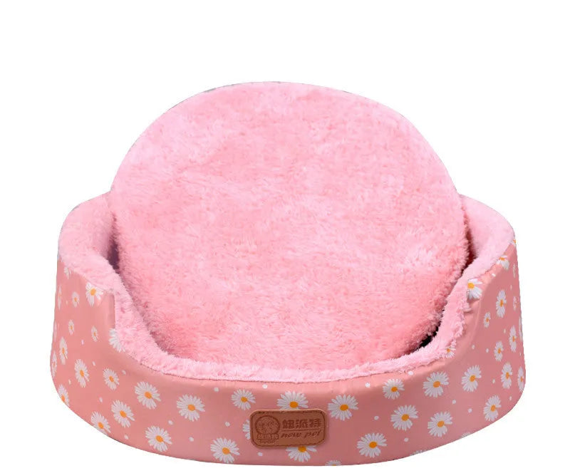 Sponge oval fossa pet bed pad with Oxford cloth jacket in navy, for small dogs and cats up to 25kg