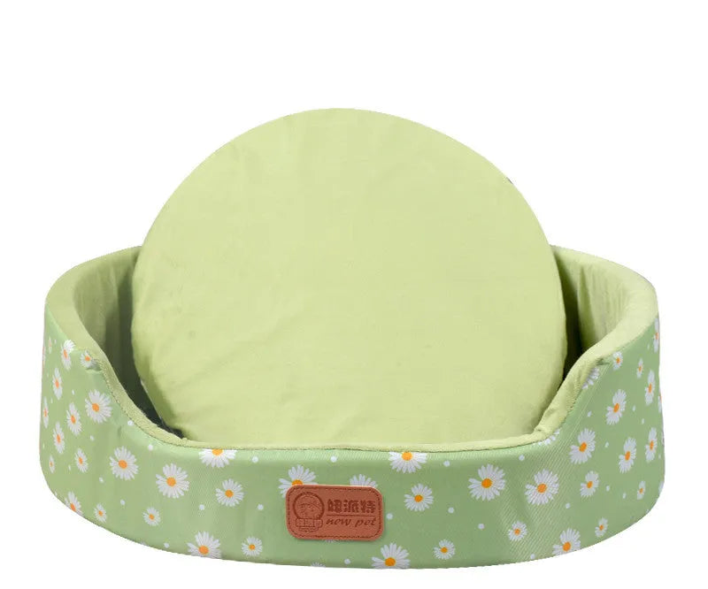Sponge oval fossa pet bed pad with Oxford cloth jacket in navy, for small dogs and cats up to 25kg