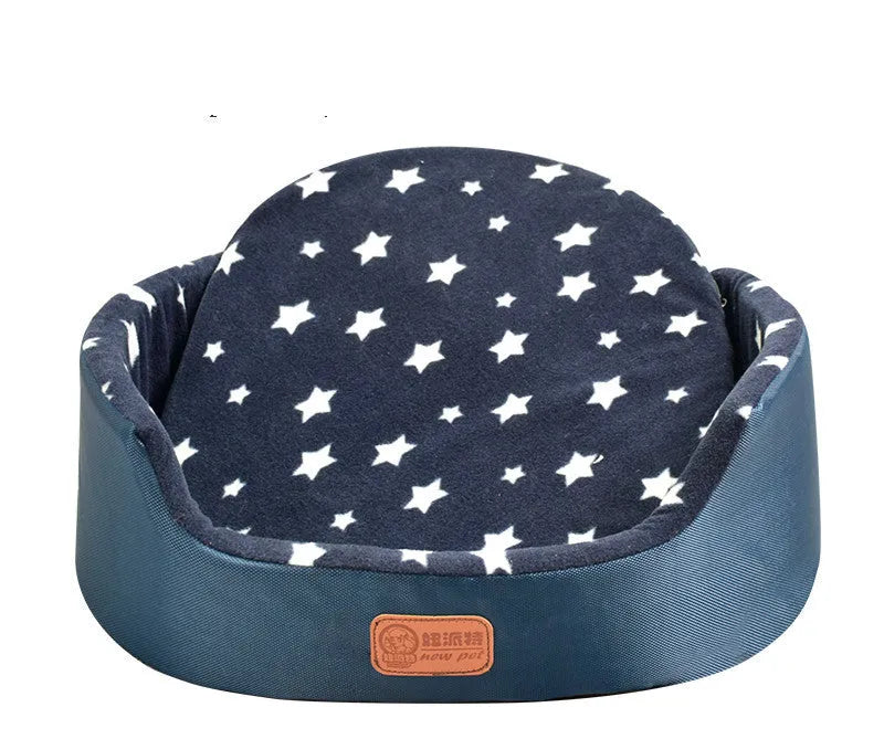 Sponge oval fossa pet bed pad with Oxford cloth jacket in navy, for small dogs and cats up to 25kg