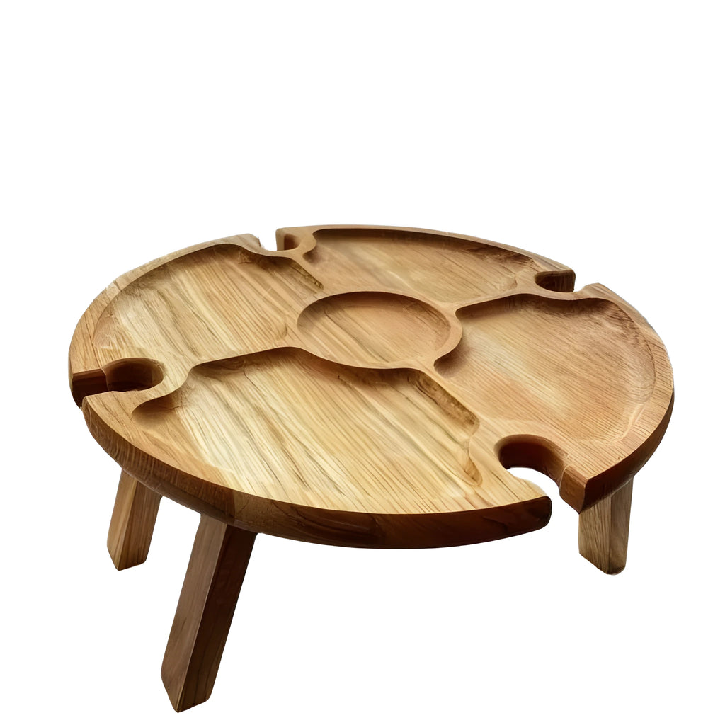 Portable wood foldable small table 30 x 16 cm outdoor snack side table wood colour